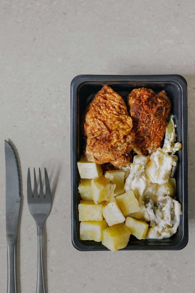 Chicken Thighs, Creamy Mash Beans and Sweet Potato