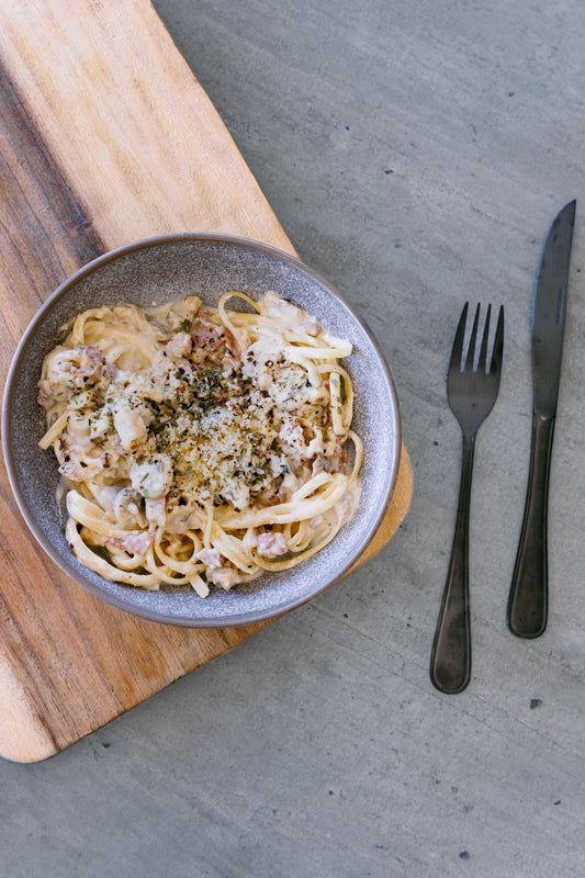 Bacon and Mushroom Alfredo - Plated Convenience