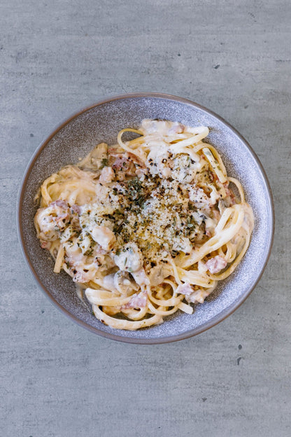 Bacon and Mushroom Alfredo - Plated Convenience