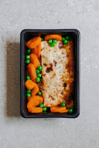 Beef Bobotie with Carrots and Peas - Plated Convenience