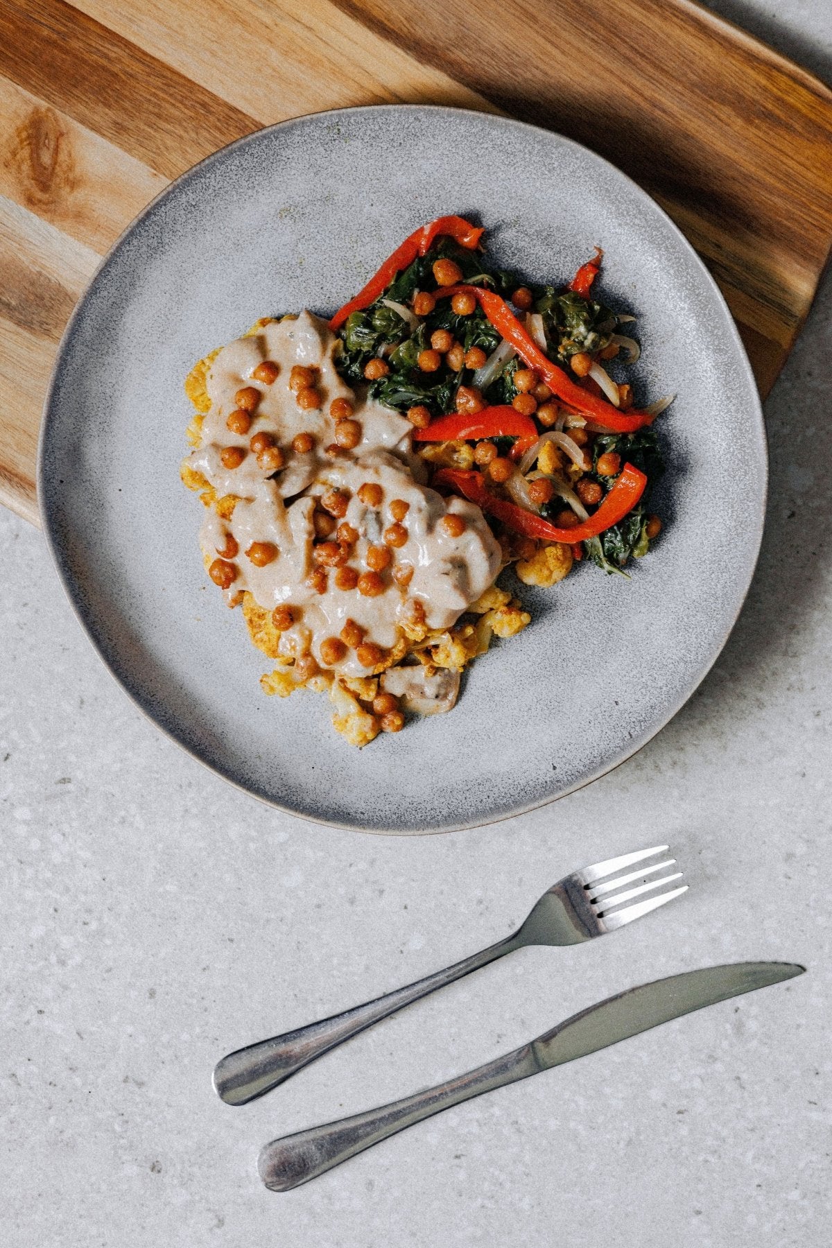 Cauliflower Steak and Stir - fry with Mushroom Sauce - Plated Convenience