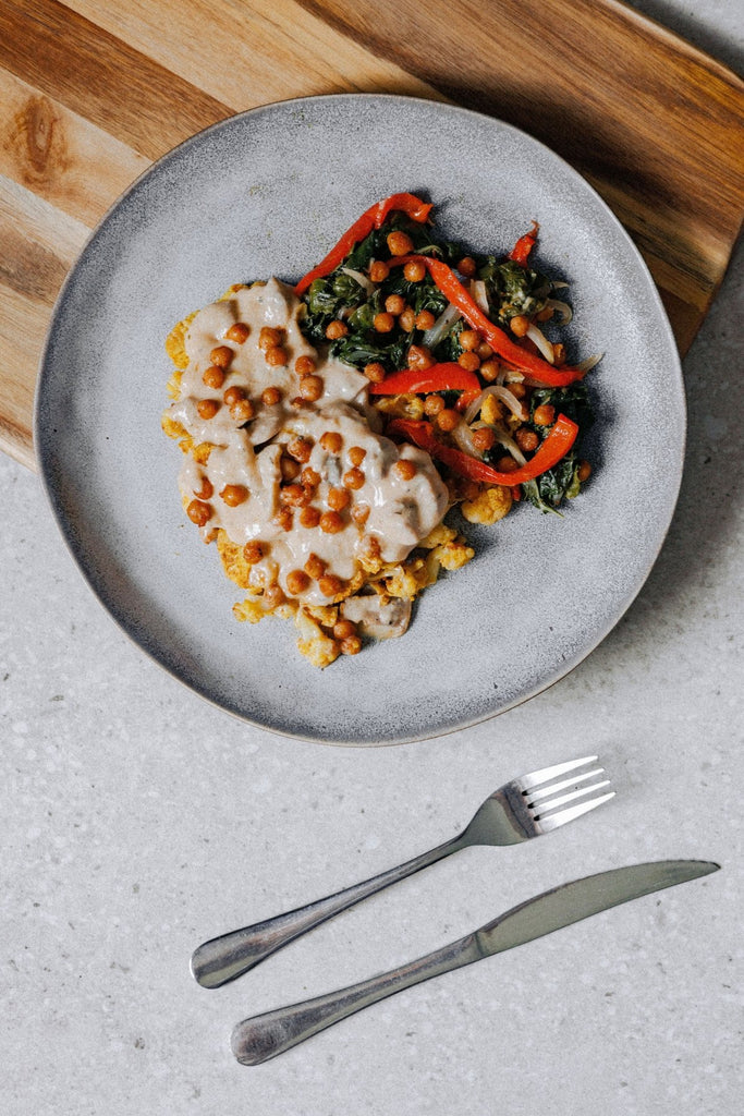 Cauliflower Steak and Stir - fry with Mushroom Sauce - Plated Convenience