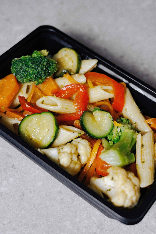 Garlic Roasted Vegetable Pesto Pasta - Plated Convenience