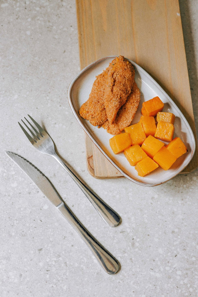 Kids Crumbed Chicken strips with butternut - Plated Convenience