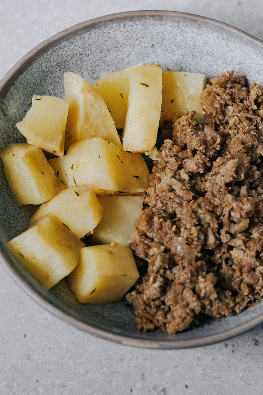 Lean Beef Mince and Thyme Roasted Sweet Potato - Plated Convenience