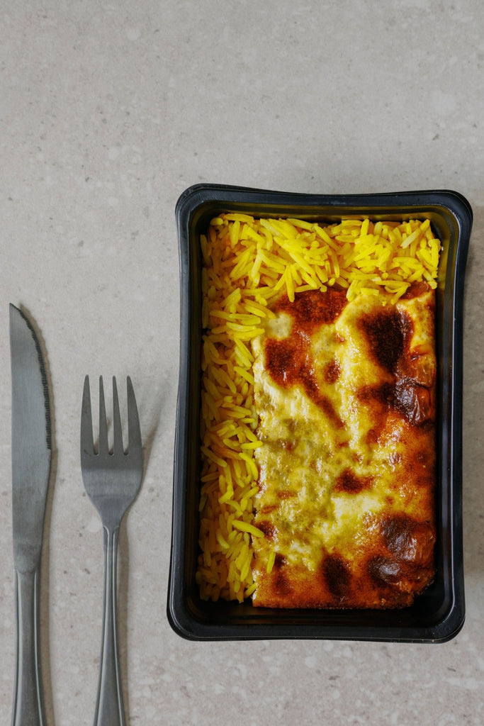 Lentil Bobotie with Yellow Rice - Plated Convenience
