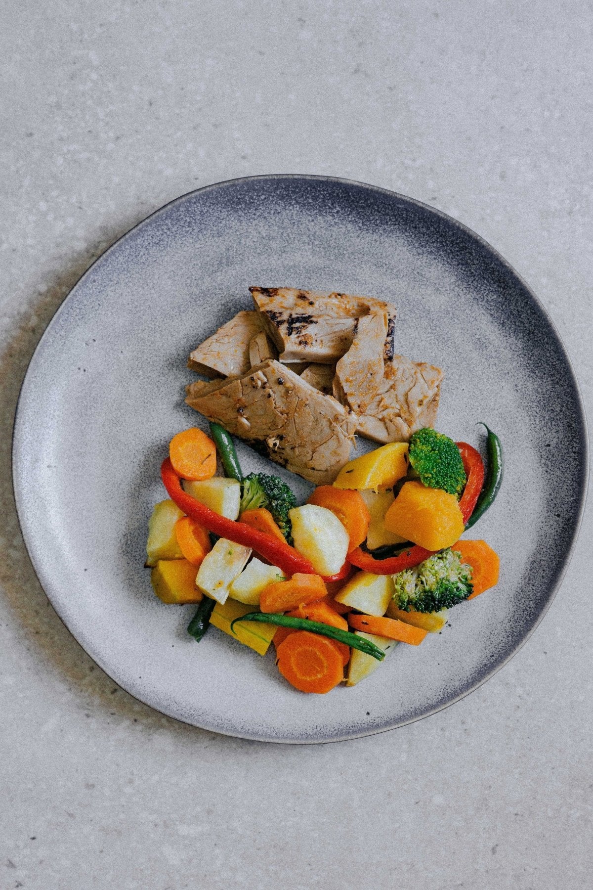 Vegan Chicken and Roasted Vegetables - Plated Convenience