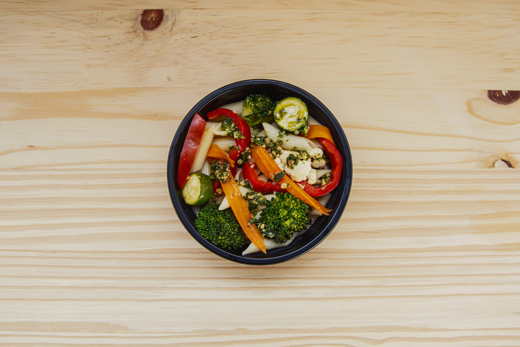 Garlic Roasted Vegetable Pesto Pasta