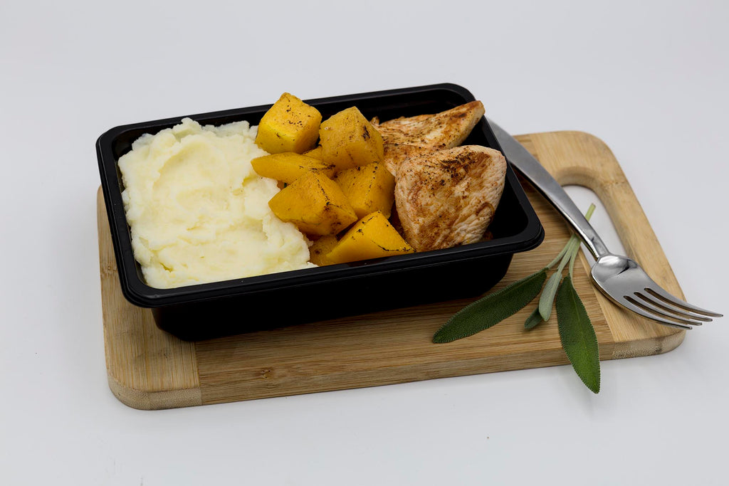 Chicken with Butternut and Mashed Potatoes