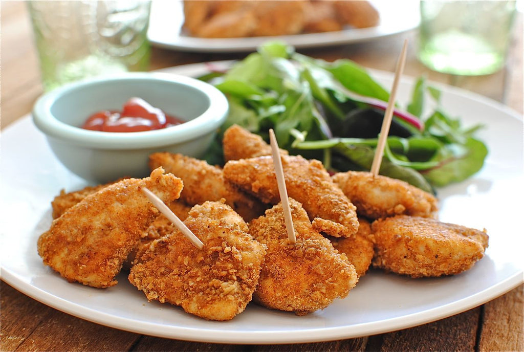 Kids Crumbed Chicken strips with butternut